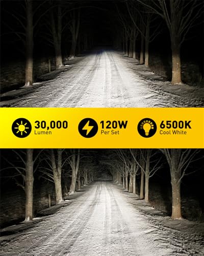 Image of AUXITO H13 Bulb,800% Brighter, 120W, 30000LM, 6500K Cool White, 9008 Fog Light Halogen Replacement Kit, Canbus Ready, Pack of 2