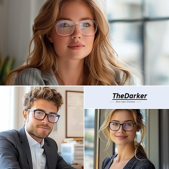 Image of Blue Light Blocking Glasses Gaming Filter Transparent Square Eyeglasses for Eye Protection Men Women, Computer /Tablet /Laptop /Mobile /TV, Anti-blue & Anti eyestrain (Clear White)