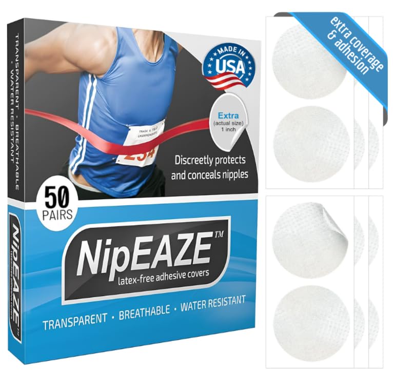 How to Prevent Nipple Chafing When Running: The Complete Guide to Stopping Jogger's Nipple 2 NipEaze - The Original Sports Nipple Covers - Patented & Proven - Chafing Prevention for Men and Women, 1pack, Size Extra, 100Pcs (50pairs)