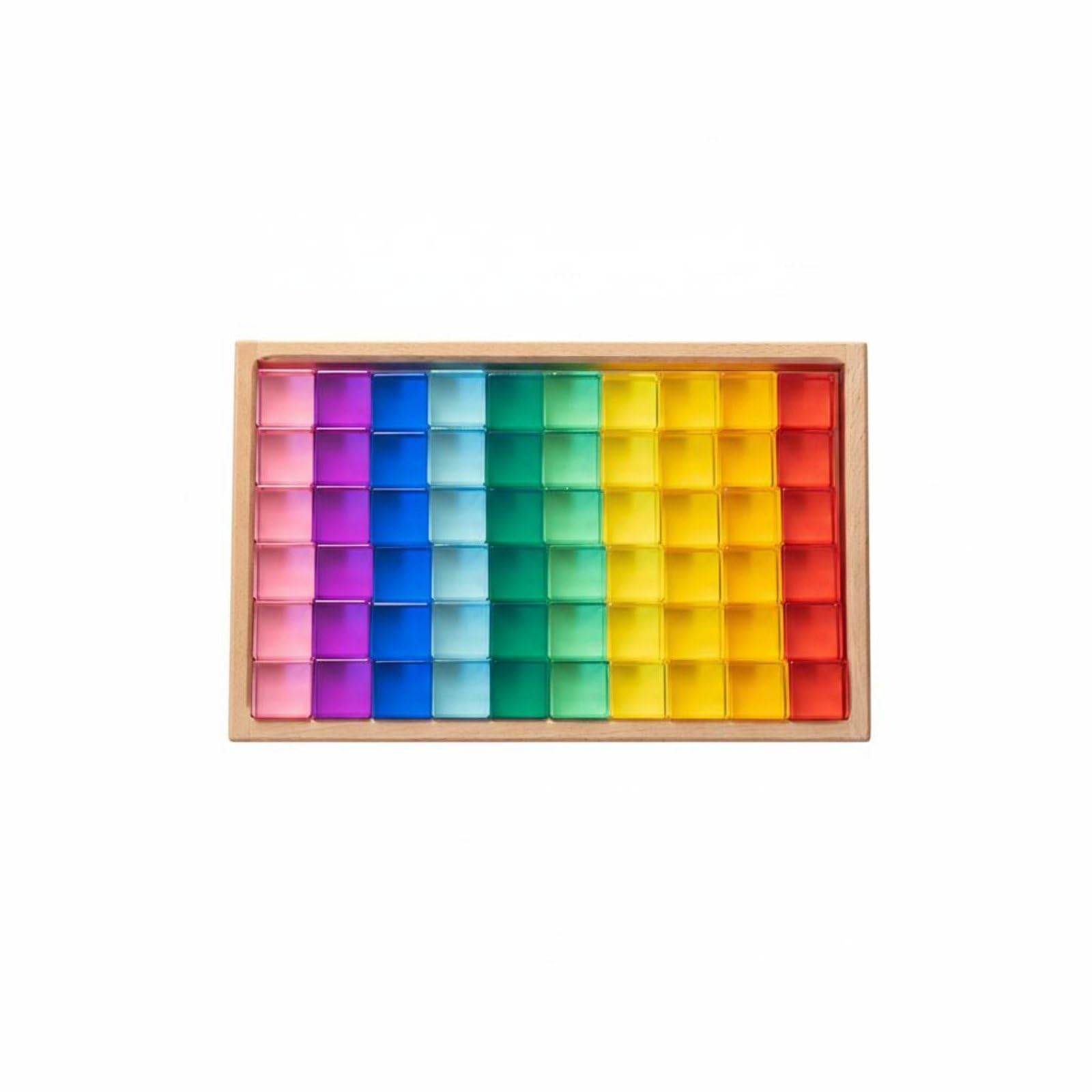 Acrilico Cubo Trasparente Blocco Costruzione Sensoriale Lucido Esplorazione Tattile Motricità Fine Adatto a Bambini Sala Insegnamento, 60 PC Alta Trasp
