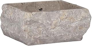 vidaXL Bathroom Basin, Vessel Sink, Countertop Vanity Sink, Handmade, Naturally Varied Shape and Color Tone, Easy Assembly, Grey 11.8"x11.8"x5.1" Marble Square