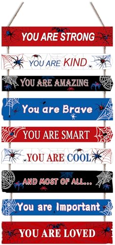 Spider Boys Room Decor Wooden Art Prints for Boy Kids Children Toddler Bedroom Home Indoor Inspirational Wall Decoration Wall Decor Room Sign for Birthday Gifts