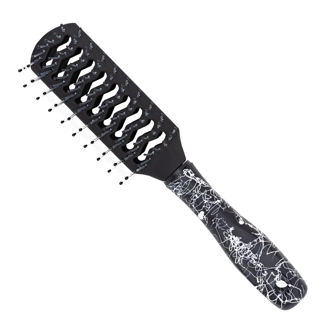 ROOTS Truglam Vented Hair Brush | Soft Tip Flexible Bristles | Prevent Scalp Scraping & Cuticle Damage | Quick Detangling | For All Hair Types | For Men & Women | Length - 7.08 Inch, Model No - WID42