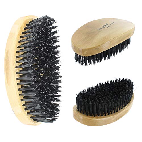 Curved Pure Boar Bristle Wave Hair Brush with Natural Wooden Handle Premium Quality (Military Palm - Hard)