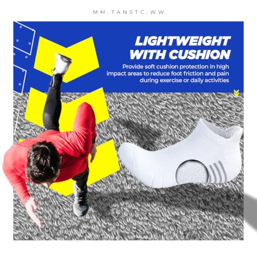 Image of TANSTC Athletic Running Ankle Socks,6Pairs Cushioned Low Cut Anti-Blister Tab Sports Sock Men Women