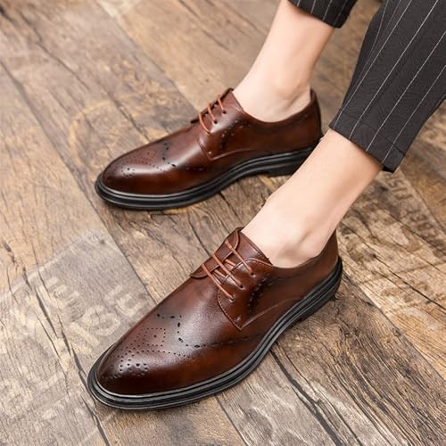 Formal Shoes Dress Oxford for Men Lace Up PU Leather Shoes Round Toe Slip Low Top Lug Sole Dress Shoes for Dating Prom Business Work2