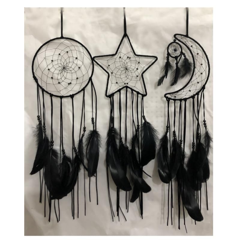Atrapasueños bohemio Hrlace tejido a mano juego decorativo premium de 3 piezas celestiales