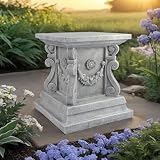 Decorative Roman Column Pedestal, English Rosette Indoor Outdoor Sculptural Garden...