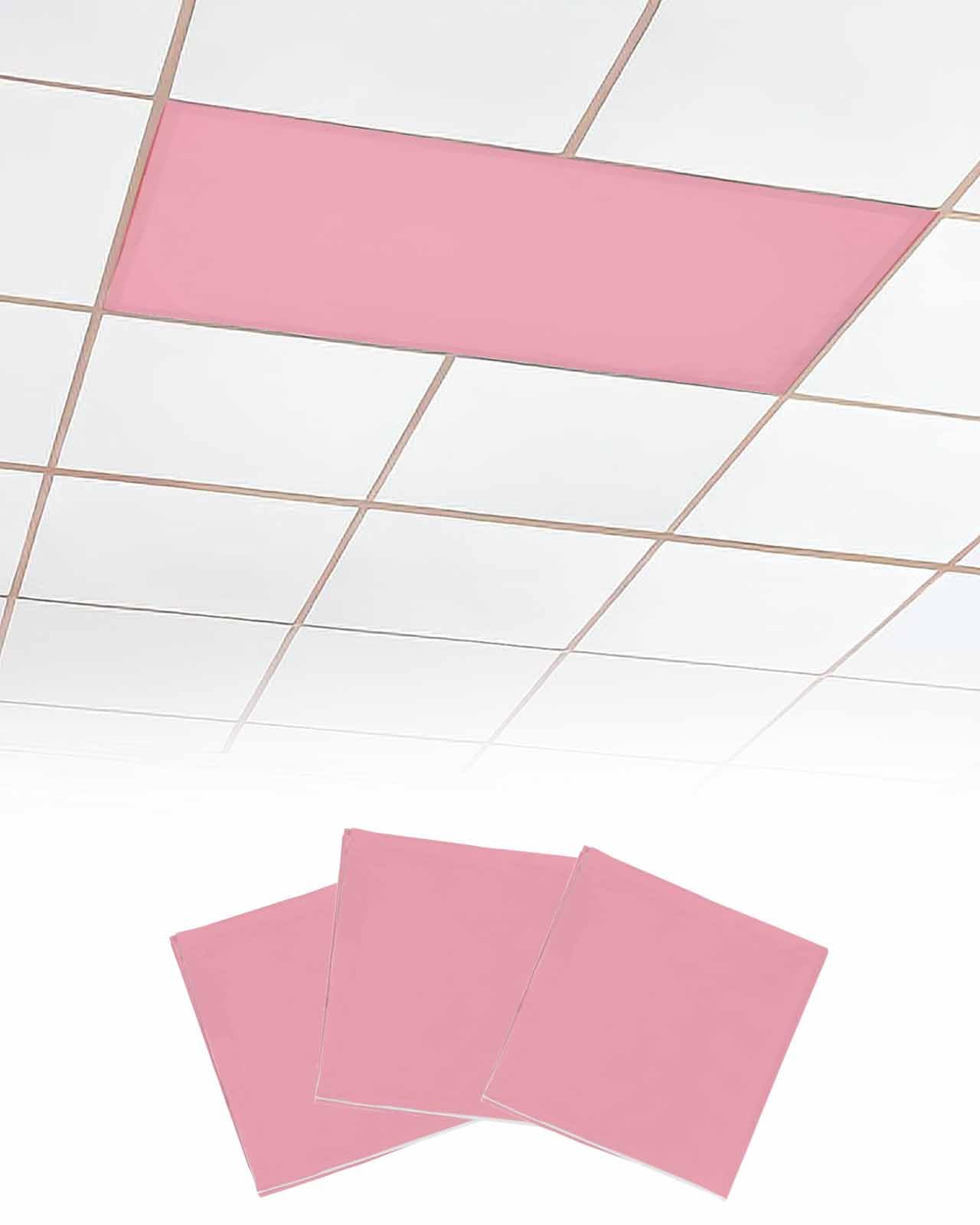 JasmineM Cute Girily Pink 3 Pack 4 x 2 Feet Fluorescent Light Covers for Ceiling Lights Classroom, Magnetic Light Covers Filter for Office School Drop