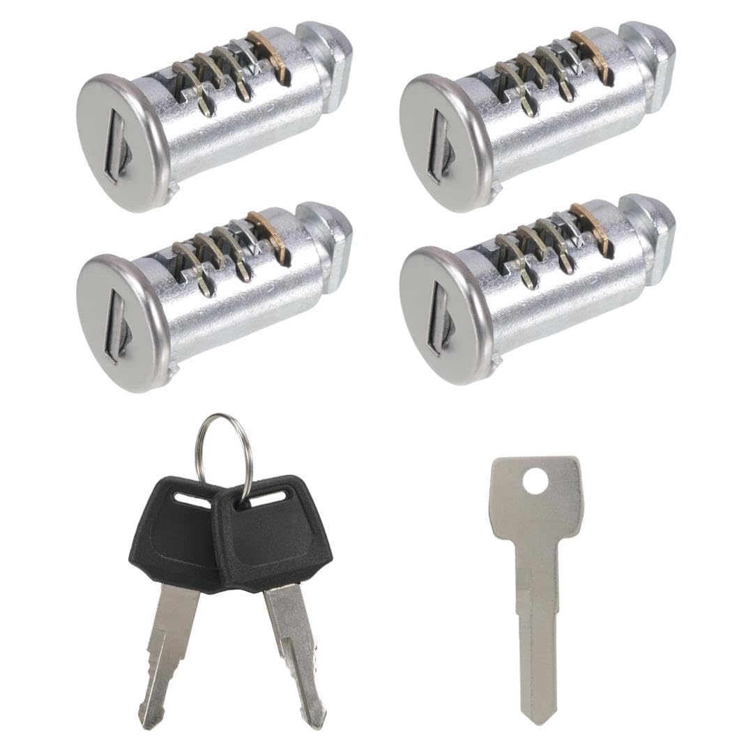 Lot De 4 Cylindres De Serrure De Rechange Pour Porte-Bagages Thule - Argenté, Avec 2 Clés