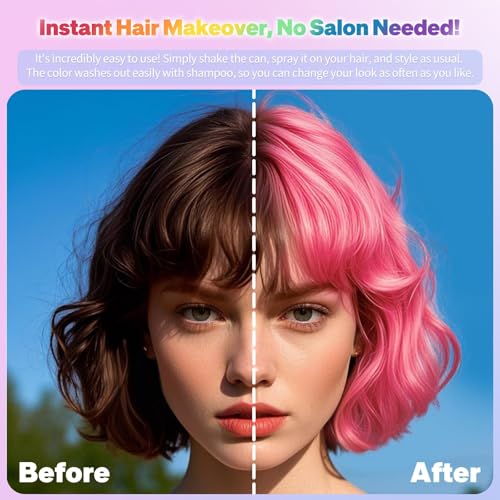 Image of Pink Hair Spray,Hair Spray Temporary for Women Kids Men,Washable Temporary Hair Dye Spray,HairSpray Color Non-Sticky,For Cosplay,Christmas,Halloween Crazy Hair Day,Festivals. (Pink)