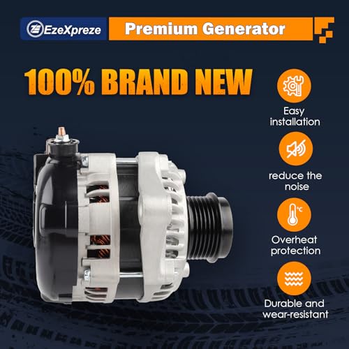 Image of Ezexpreze 11776N Alternator Compatible with Toyota Corolla 2014 2015 2016 2017 2018 2019 L4 1.8L, 125Amp 12V CW 6-Groove Clutch Pulley, Replace# 104211-3300, 27060-0T240