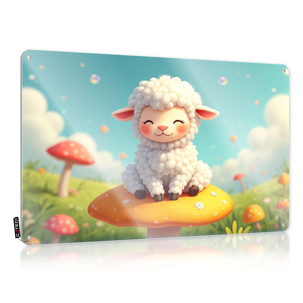 Tinplate Sign Space Decor For Room Hanging Decoration Bedroom Rust-proof Metal - Western Style Vintage & A Cute Sheep Sitting On Mushroom In Whimsical Forest. / Inside Rv(20X30CM)