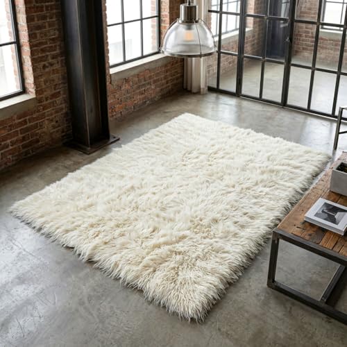 Tapete Flokati Shag Largo 3" Lana Natural 6x9