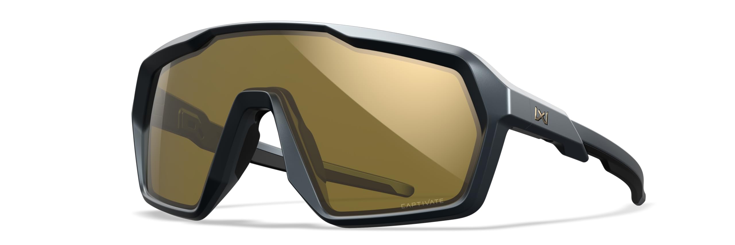 Wiley X Citadel Shield Sunglasses, Ballistic Rated Safety Glasses for Men and Women, UV Eye Protection for Shooting, Fishing and Biking, Matte Graphite Gray Frames, Captivate Gold Mirror Lenses