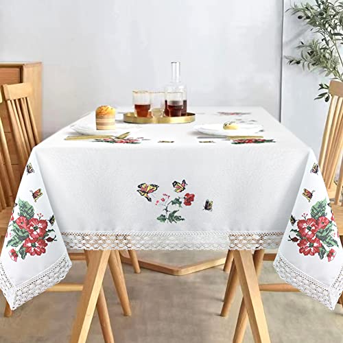 Weharts Floral Table Cloth 60X84 Inch, Water Resistant Table Runners - Wrinkle Free And Stain Resistant Fabric Table Covers For Dining Room, Wedding Parties Table Decoration (Floral Butterfly) #TOP6