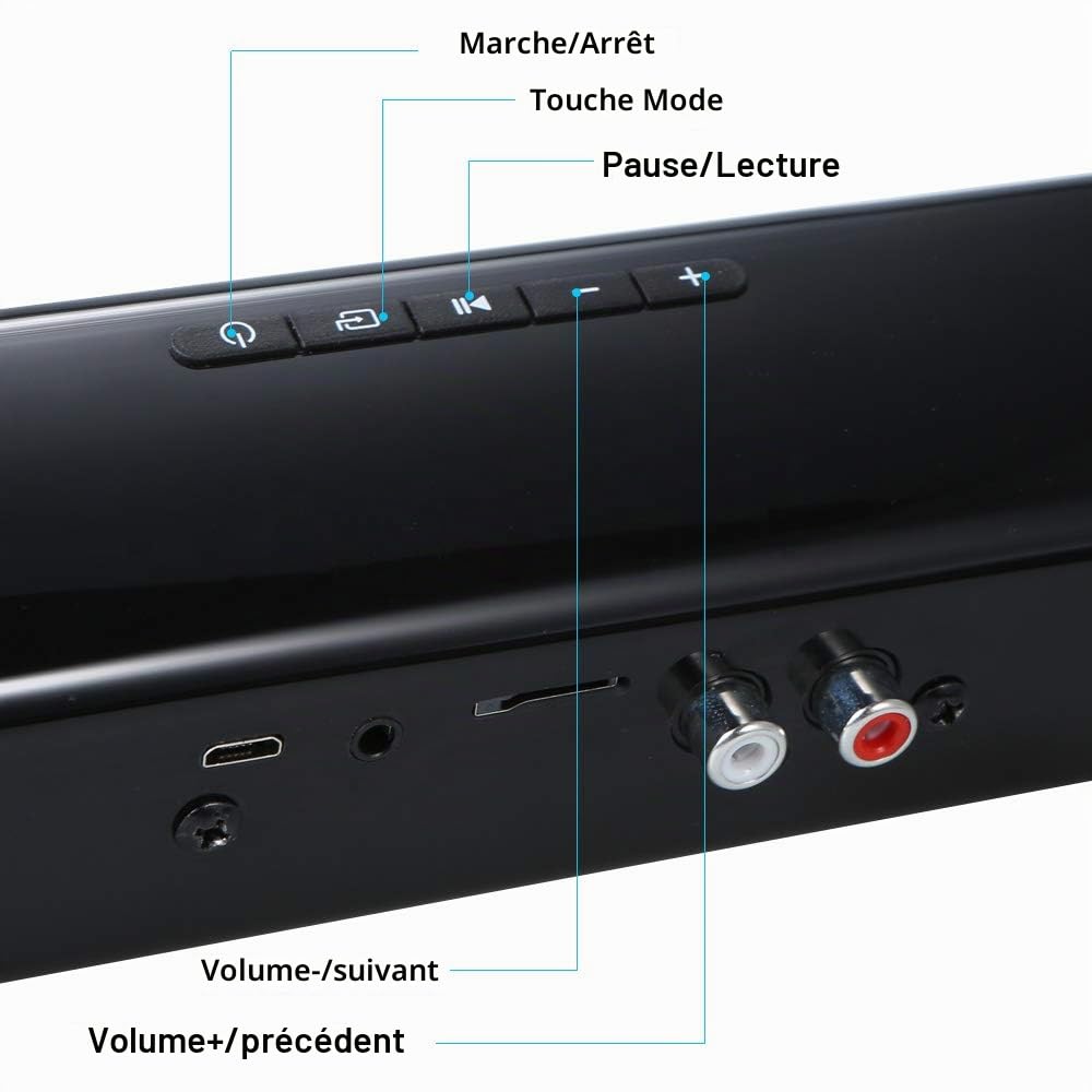 Docooler Soundbar TV, Luxus Wireless BT 4.0 SoundBar Haut-parleurs TV Home cinéma 3D Caisson de Basses Soundbar avec câble RCA et télécommande
