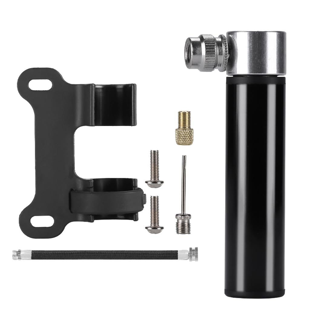 STHIRA® Mini Aluminum Bike Pump 120 PSI Presta Schrader Frame Mount | Mini Aluminum Bike Pump 120 PSI Pocket Size Presta Schrader Valve Needle Nozzle Frame Mount Bicycle Motorcycle Scooter Ball-image-40