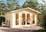 Alpholz Gartenhaus Mirko Modern aus Massiv-Holz mit 40 mm Wandstärke, inklusive Montagematerial, 400 x 300cm, Satteldach Naturbelassen