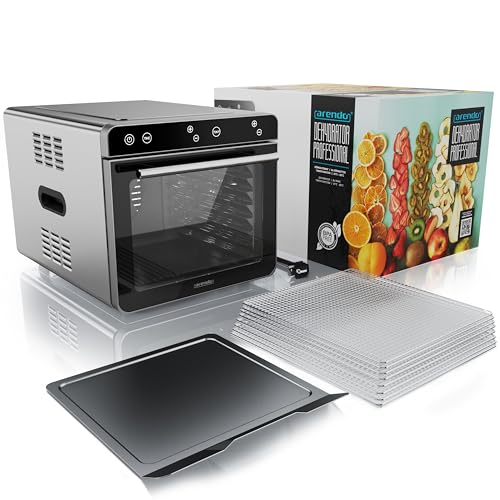 Arendo - Dörrautomat Edelstahl mit 8 Edelstahlgitter - 700 W - 35°-85°C - 8 Edelstahl Einlegetabletts mit insgesamt 6700 cm² - Dörrgerät Dehydrator Obsttrockner Dörrapparat - Obst Fleisch Pilze uvm – Bild 8