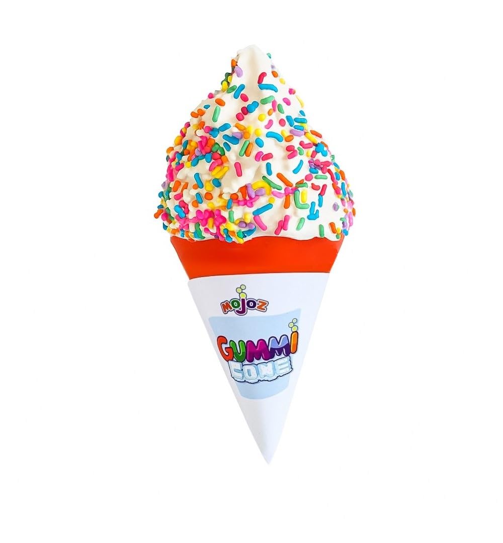 Mojoz Gummi Cone, Strawberry Flavor Candy Ice Cream Cones and Sleeves, 40 per Case