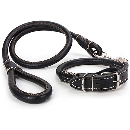 Amazon Yurika 犬用リード 小型犬 中型犬 ペット用リード首輪セット 上品な牽引ロープ 本革レザー お出かけ 散歩用 訓練トレーニング リード 丈夫 滑り止め ペット用品 S ブラック Yurika リード 通販