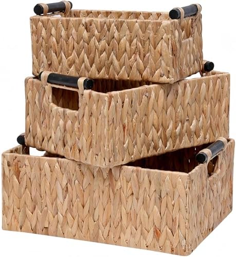 Storage Baskets 3 Pack Storage Baskets for Organizing Toys,Handwo...