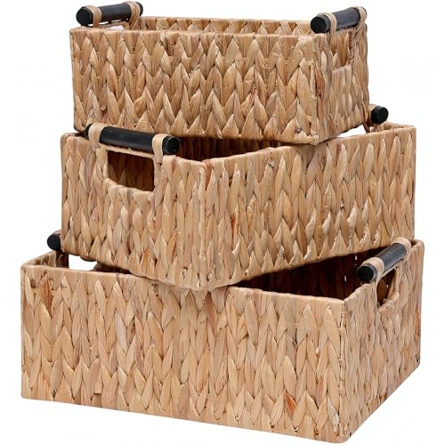 3 Pack Handwoven Storage Baskets for Organizing Toys
