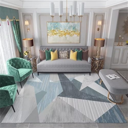 Tapis de salon géométrique moderne bleu et gris 180x250cm - 2