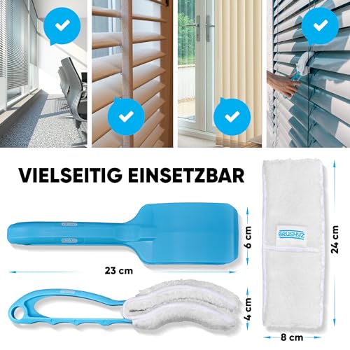 BRUSHYZ® Lamellenreiniger Bürste für effiziente Lamellen Reinigung von Raffstore und Jalousie außen & innen - Raffstore Reinigungsbürste - Jalousie Reiniger - Lamellenreinigungszange inkl. 2 Pads