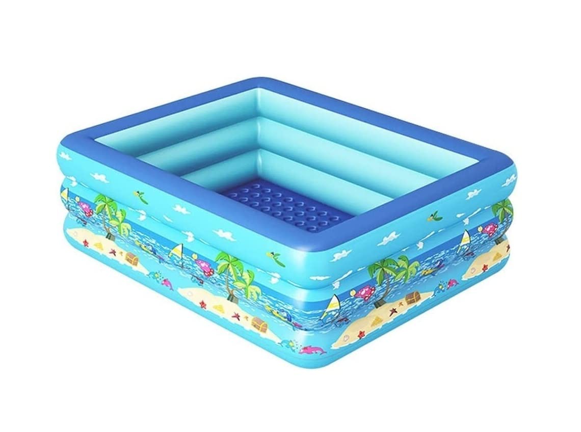 Piscina Gonfiabile Piscina Gonfiabile Piscina Per Bambini A 3 Anelli Piscine Centrali Per Adulti Piscina Rettangolare Per Famiglie Con Giardino Sul Cortile Piscina Per Famiglie(180*139*55cm)