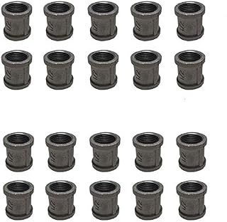 GPOWER 1/2 Inch Dark Gray Pipe Fitting Coupling, Malleable Cast Iron Pipe Coupling Fittings, for DIY Vintage Furniture,20 Pack