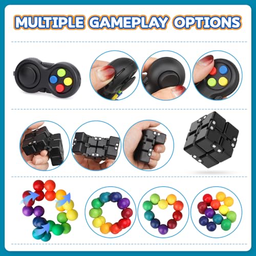 Dilabnda 5er-Pack Fidget Toys mit Unendlichkeitswürfel, Fidget Gaming Pad, Zauberer Fidget Spinner, Fingerspielzeugset als Partygeschenk