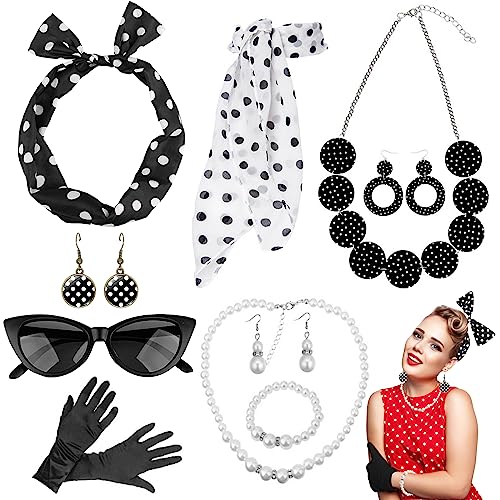 GUUFOO 50er Jahre Damen Accessoires, 7Stück Rockabilly Kleider Damen...