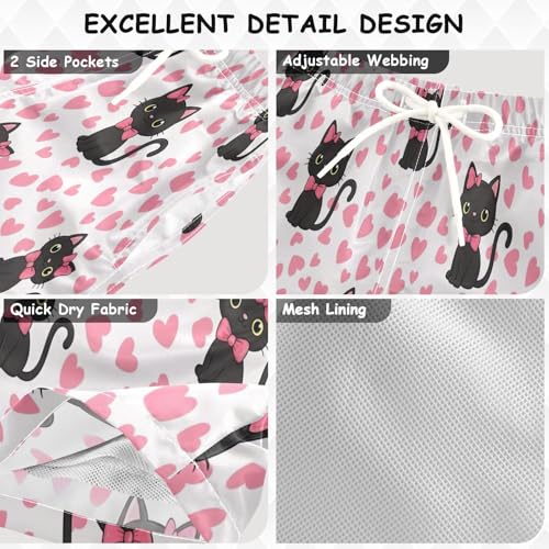 Swimming Trunks for Kids, Anti Chafe Swim Trunks for Boys 2 T, Cute Black Cartoon Cats3