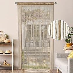 Cortinas Para Puertas Interiores MIULEE Cortinas de Hilos Antimosquitos con Flecos para Interior y Exterior - Separador de Ambientes y Protección contra Insectos, 90 cm x 200 cm Marrón