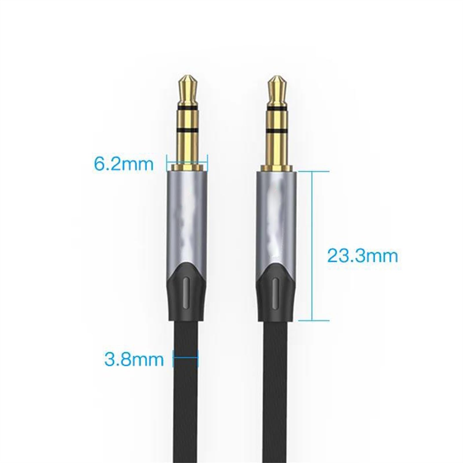 Cable De Audio De Guitarra Cable de altavoz de de 3,5 mm Cable de auxiliar trenzado plateado para guitarra con conector 3,5 (Color : 2, Size : 300cm)