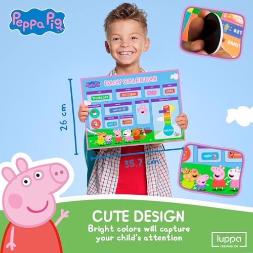 Image of Peppa Pig My First Magnetic Calendar for Kids - Engaging Learning, Reusable Schedule, and Fun Chore Chart - Colorful Daily Routine! Perfect for Wall or Fridge, Preschool Learning, and Classroom Fun!