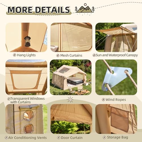 Carpa Inflable Camping 10 Personas 4 Estaciones Beige miniatura 3