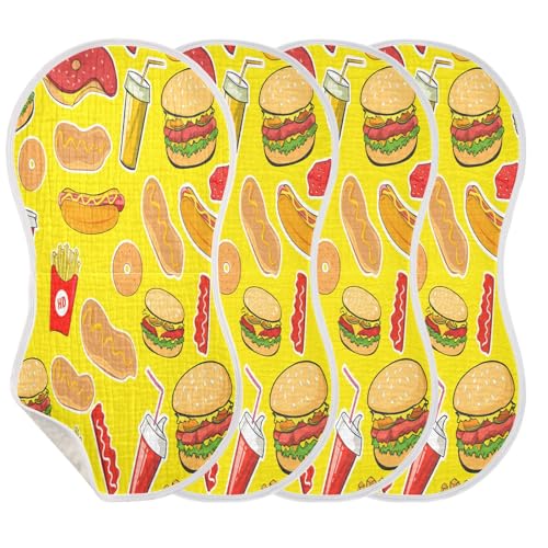 Kigai Fast Food Baby Burp Cloths Extra Soft and Absorbent Burping Rags Cotton Burping Clothes Baby Washcloths for Newborn Boys Girls - 1 Pack3