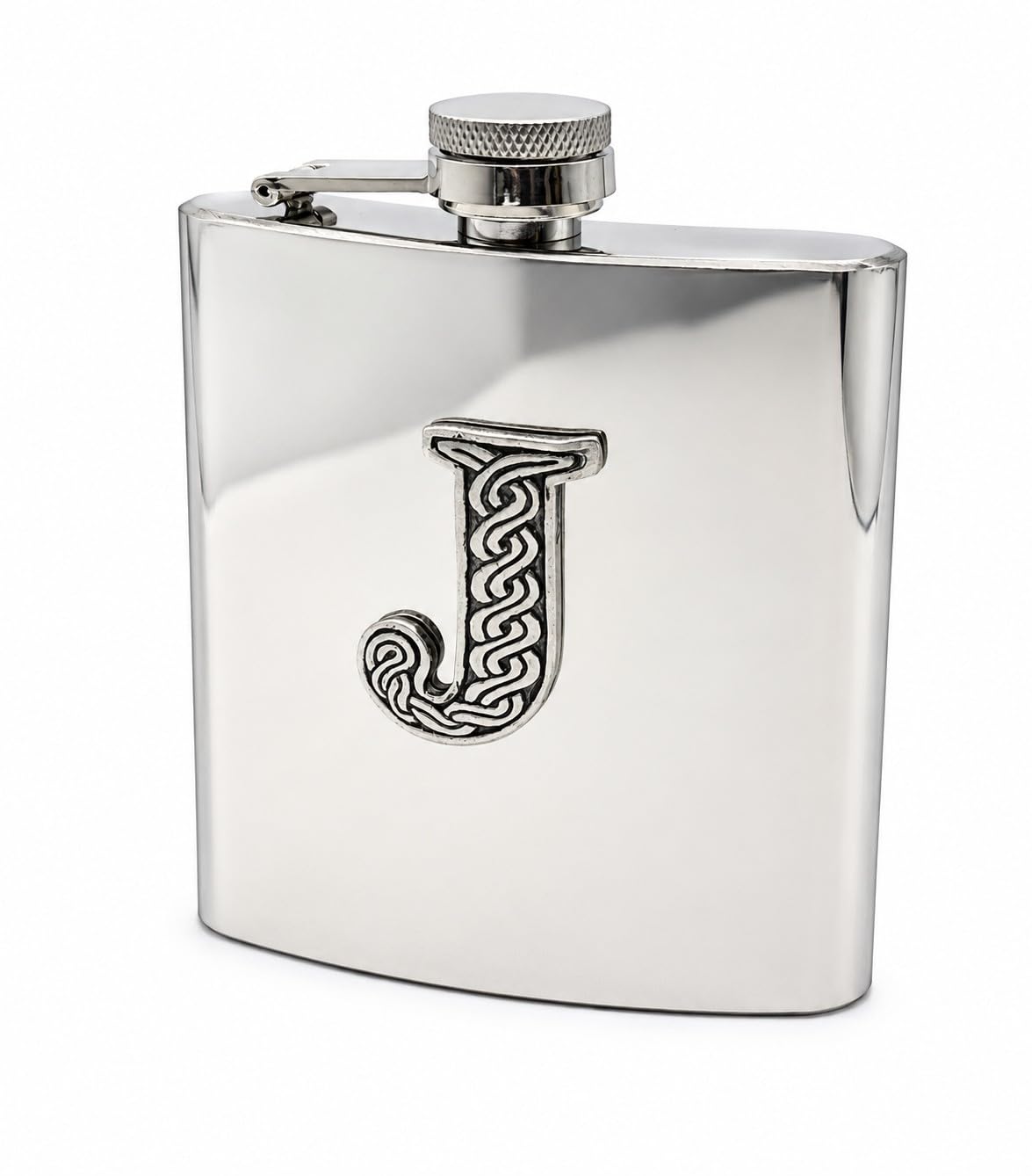 Pinder Bros Ltd Celtic Pewter Initial Classic Stainless Steel Hip Flask in Presentation Box 6oz (J)