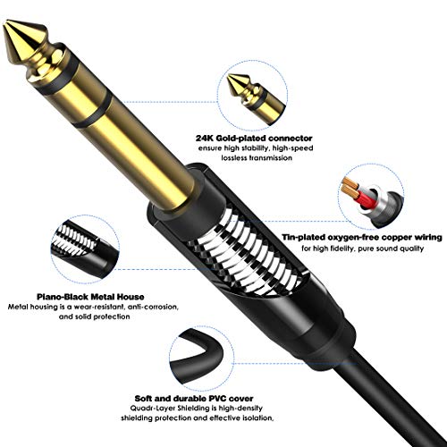 Adaptador de audio 6.35mm macho a 3.5mm macho cable 8 pies miniatura 6