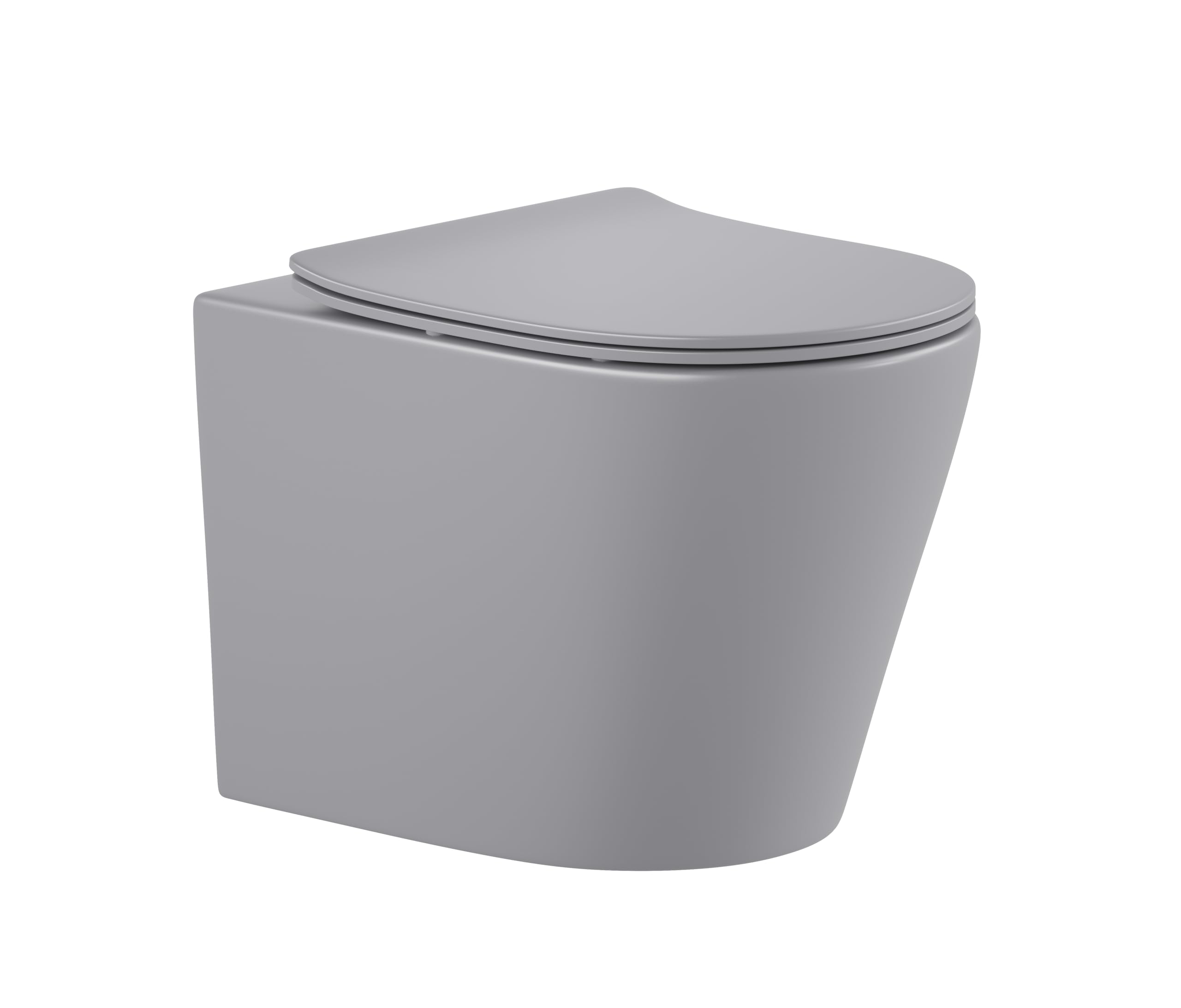 sanicomfort Hänge WC Set Nakia – Spülrandloses, Hygienisches Wand-WC Tiefspüler aus Hochwertiger Sanitärkeramik in Hell Grau, Kompakt, Modern inkl. Soft-Close WC-Sitz