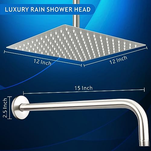 Voolan Stainless Steel Rainfall Shower Head with Extension Arm - Image 4
