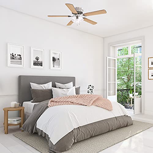 Image of Design House Millbridge Hugger Ceiling Fan, 52 inch, Satin Nickel | , Ceiling Mount, Traditional, Steel, Fans, 157388-SN