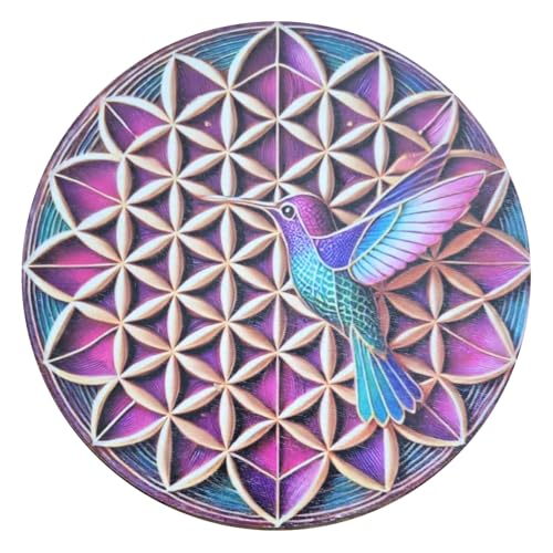 Fleur de Vie et colibri Chrizeltia une plaque de géométrie sacrée pour ancrer la sérénité