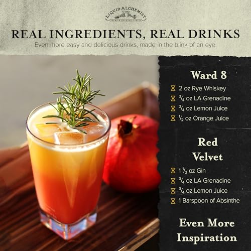 Image of Liquid Alchemist Grenadine Syrup for Cocktails | Real Ingredients Make our Pomegranate Syrup for Drinks the Perfect Shirley Temple Mix | Small Batch, Non-GMO & Vegan | 12.7 oz Drink Mixer, Pack of 1