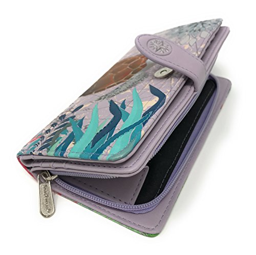 Shag Wear Sea Turtle Large Animal Wallet for Women and Teen Girls Vegan Faux Leather 7" Light Purple3