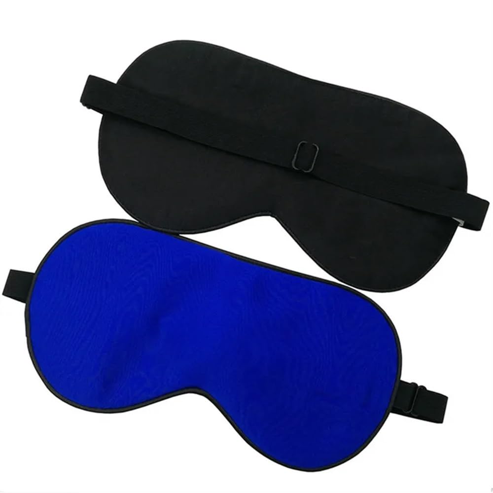 Mascherina per occhi in seta di gelso, per adulti, morbida, liscia, con fascia elastica per dormire, blu reale, 2 pezzi