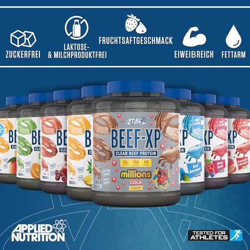 Applied Nutrition Beef XP – Klares Hydrolysiertes Fruchtsaftartiges Beef Protein Isolate, Beef Protein Powder ohne Milchprodukte, Laktose, Zucker, Fettarm (1.8kg, Tropical Vibes)
